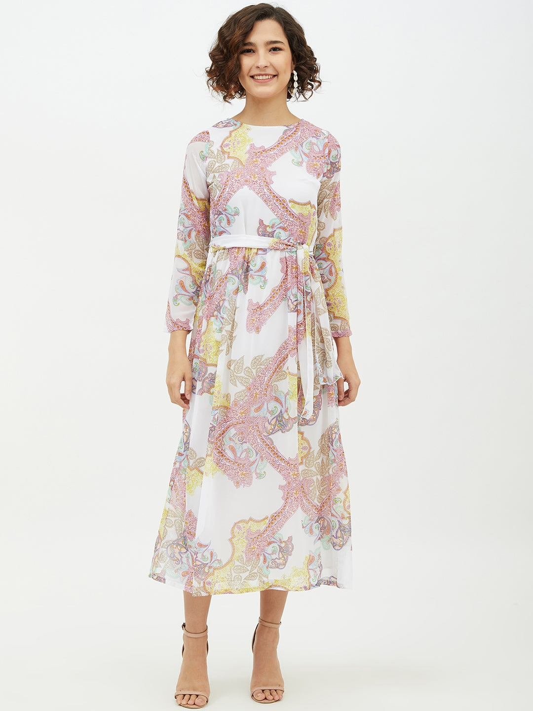 Multi-Coloured-Polyester-Printed-Long-Dress