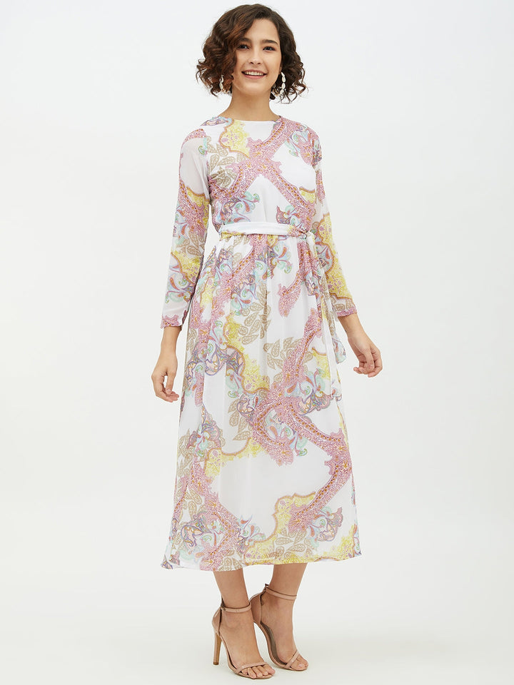 Multi-Coloured-Polyester-Printed-Long-Dress