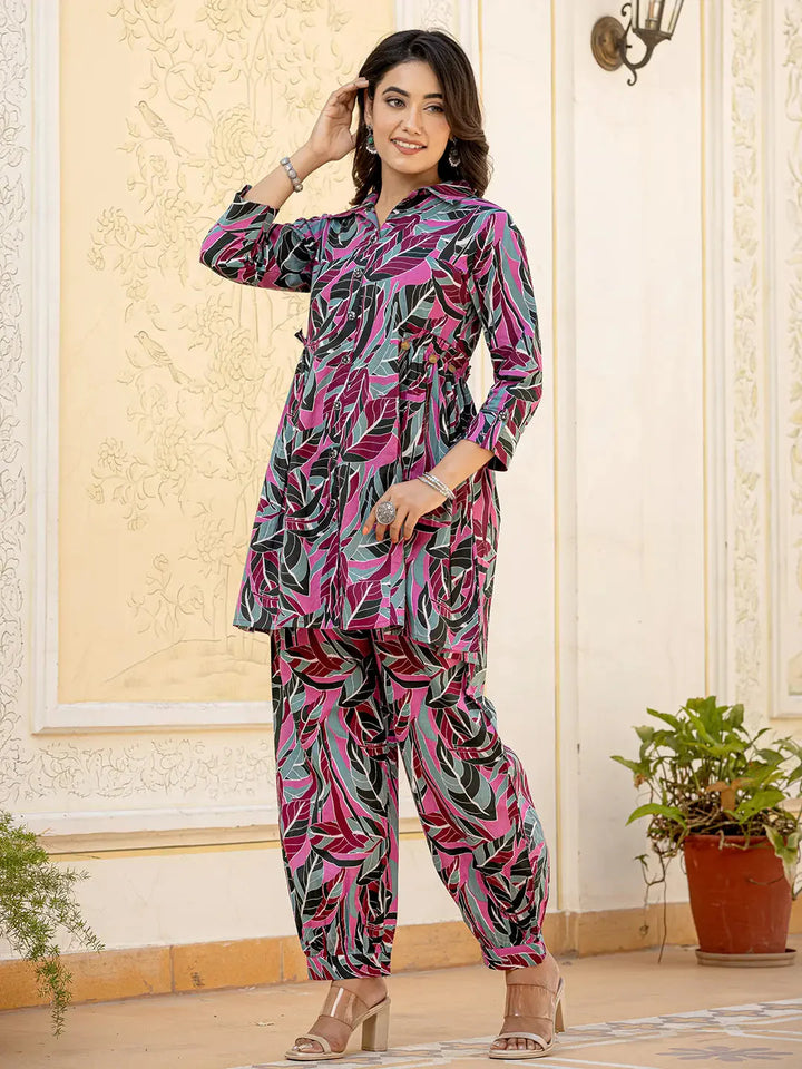 Multicolor-Cotton-Leaf-Printed-Co-Ord-Set