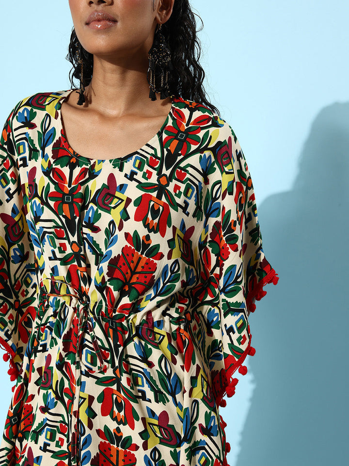 Multi-Polyester-Moss-Polyester-Printed-Kaftan-Dress