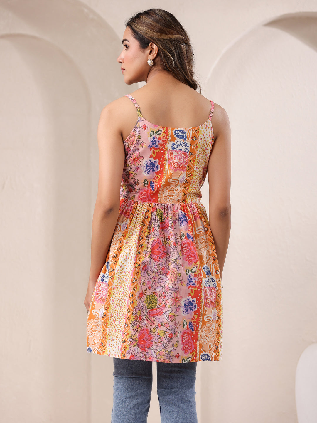 Multi Cotton All-Over Floral A-Line Tunic Only