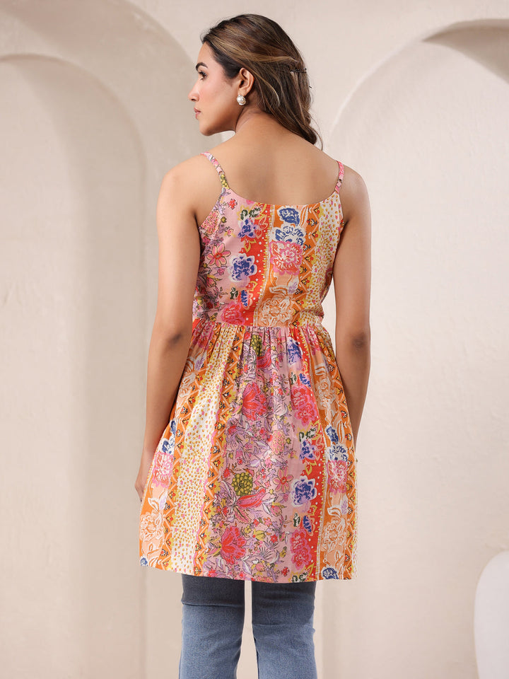 Multi Cotton All-Over Floral A-Line Tunic Only