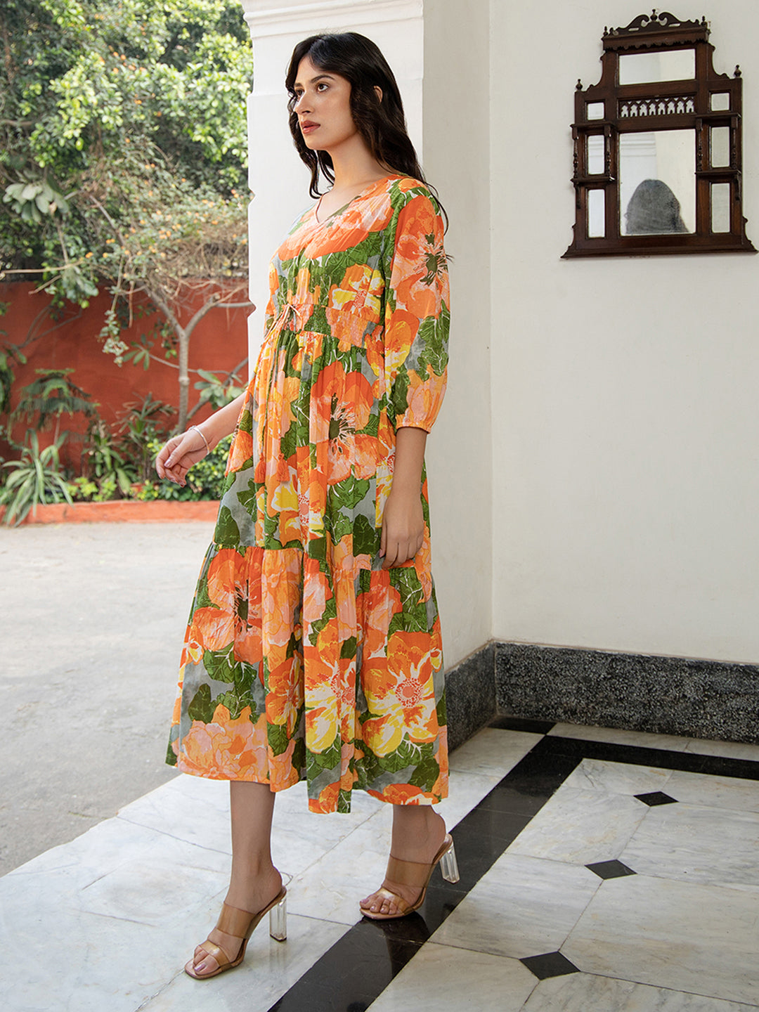 ZERESOUQ-Multicolor-Cambric-Fit-&-Flare-Dress