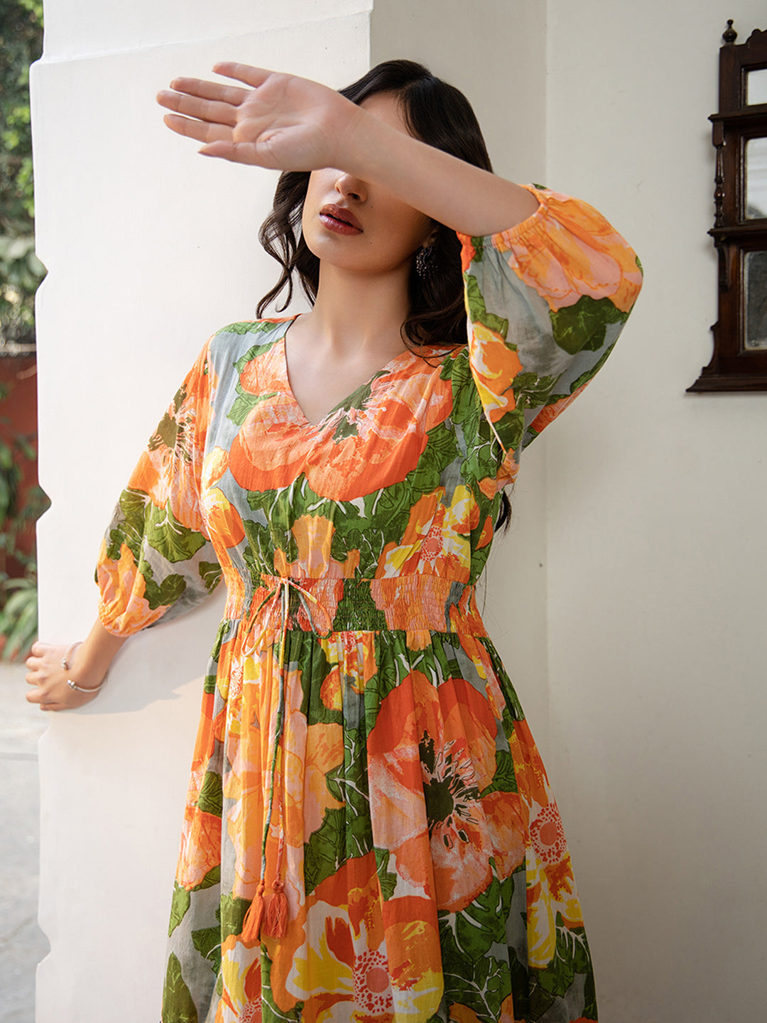 ZERESOUQ-Multicolor-Cambric-Fit-&-Flare-Dress