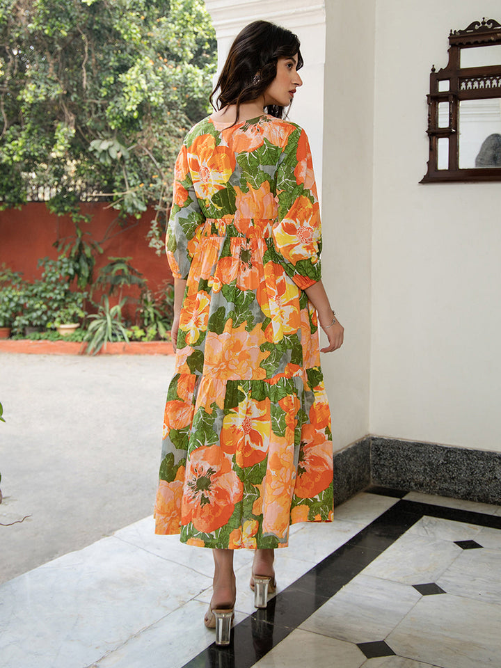 ZERESOUQ-Multicolor-Cambric-Fit-&-Flare-Dress