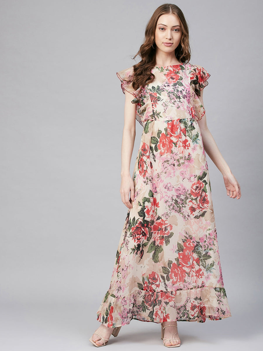 Multicolor-Chiffon-Floral-Maxi-Dress