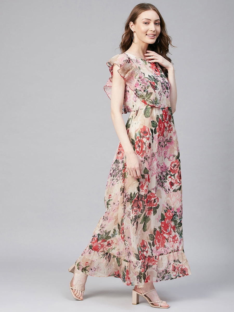 Multicolor-Chiffon-Floral-Maxi-Dress