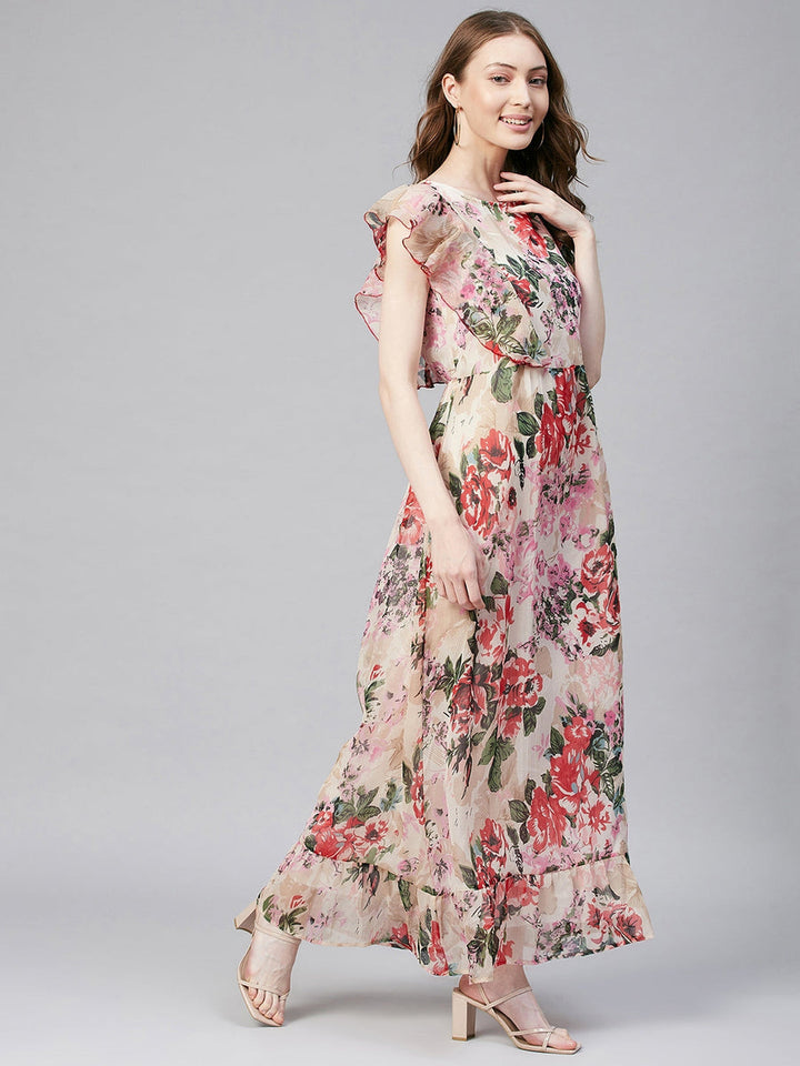 Multicolor-Chiffon-Floral-Maxi-Dress