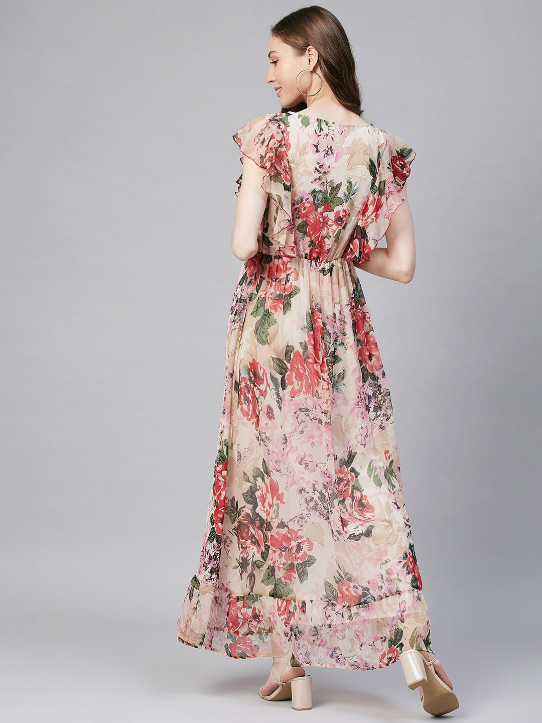 Multicolor-Chiffon-Floral-Maxi-Dress