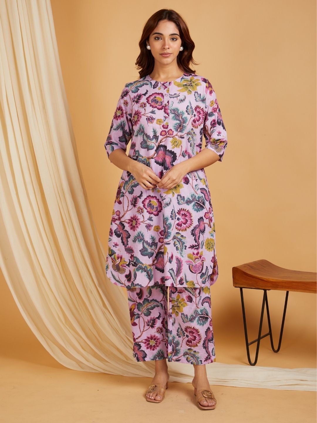 Multicolor-Cotton-Printed-Round-Neck-Co-Ord-Set