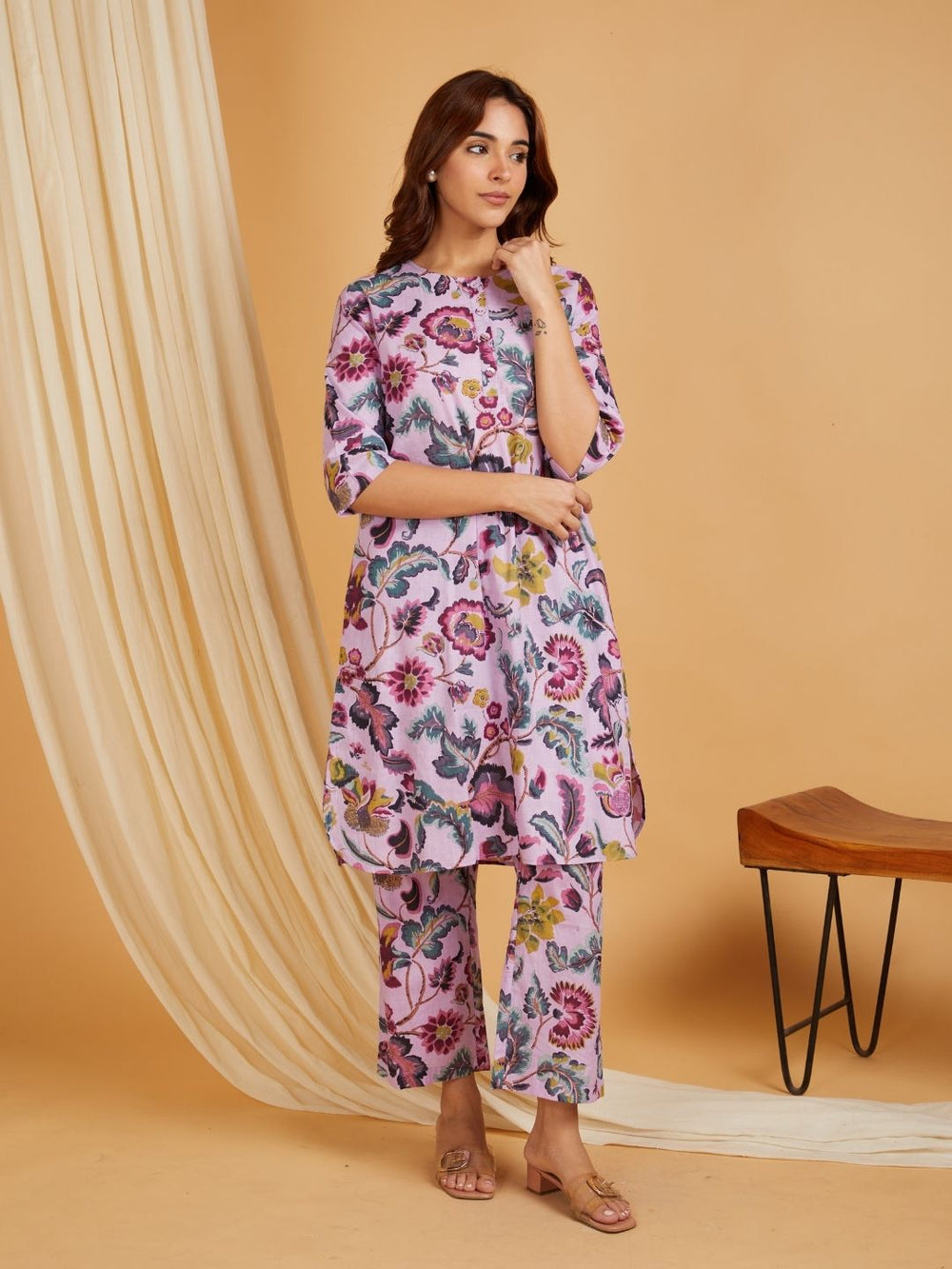 Multicolor-Cotton-Printed-Round-Neck-Co-Ord-Set