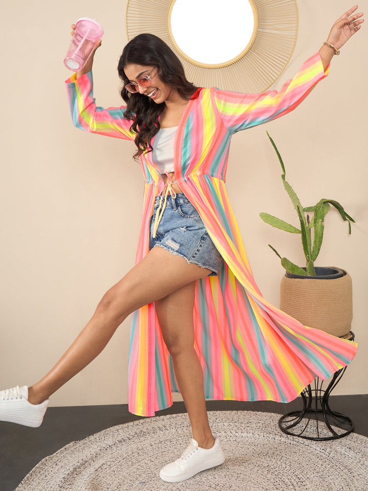 Multicolor-Cotton-&-Polyester-Bright-Rainbow-Printed-Shrug