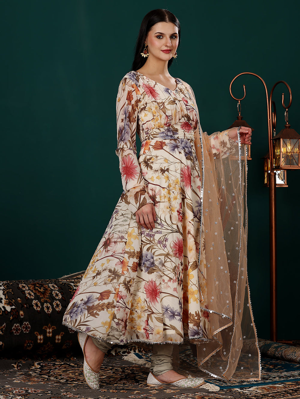 Multicolor-Georgette-Printed-Gathered-Style-Yoke-Anarkali-Suit