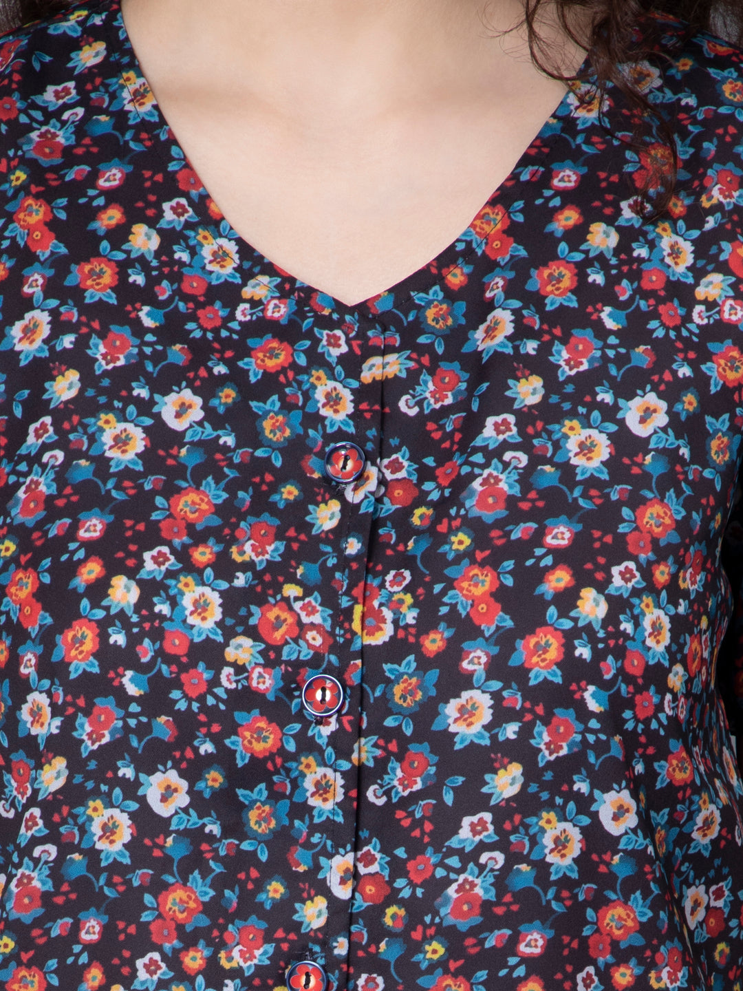 Multicolor Moss Georgette Half Sleeve Top
