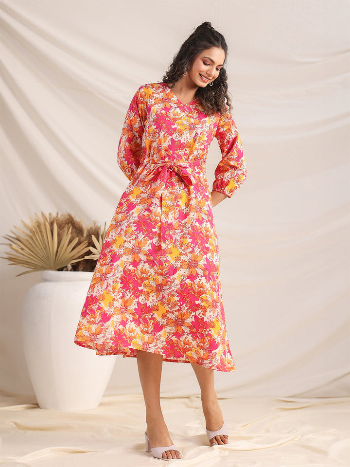 Multicolour-Cotton-Floral-Printed-Dress