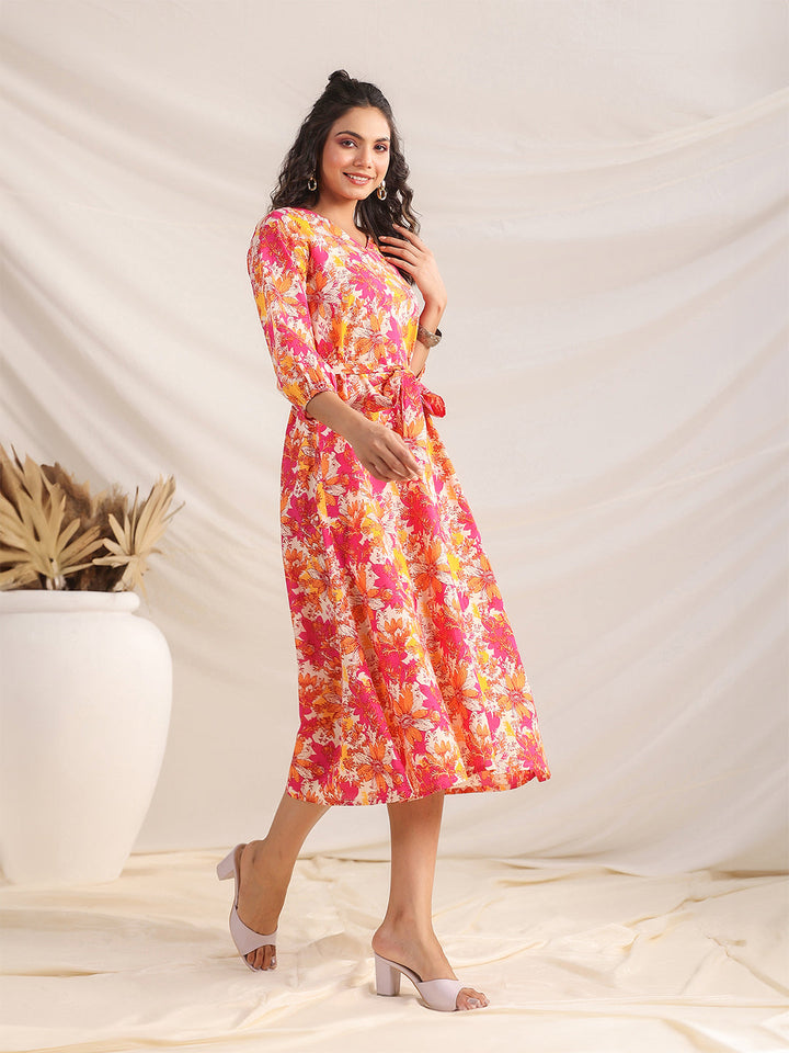 Multicolour-Cotton-Floral-Printed-Dress