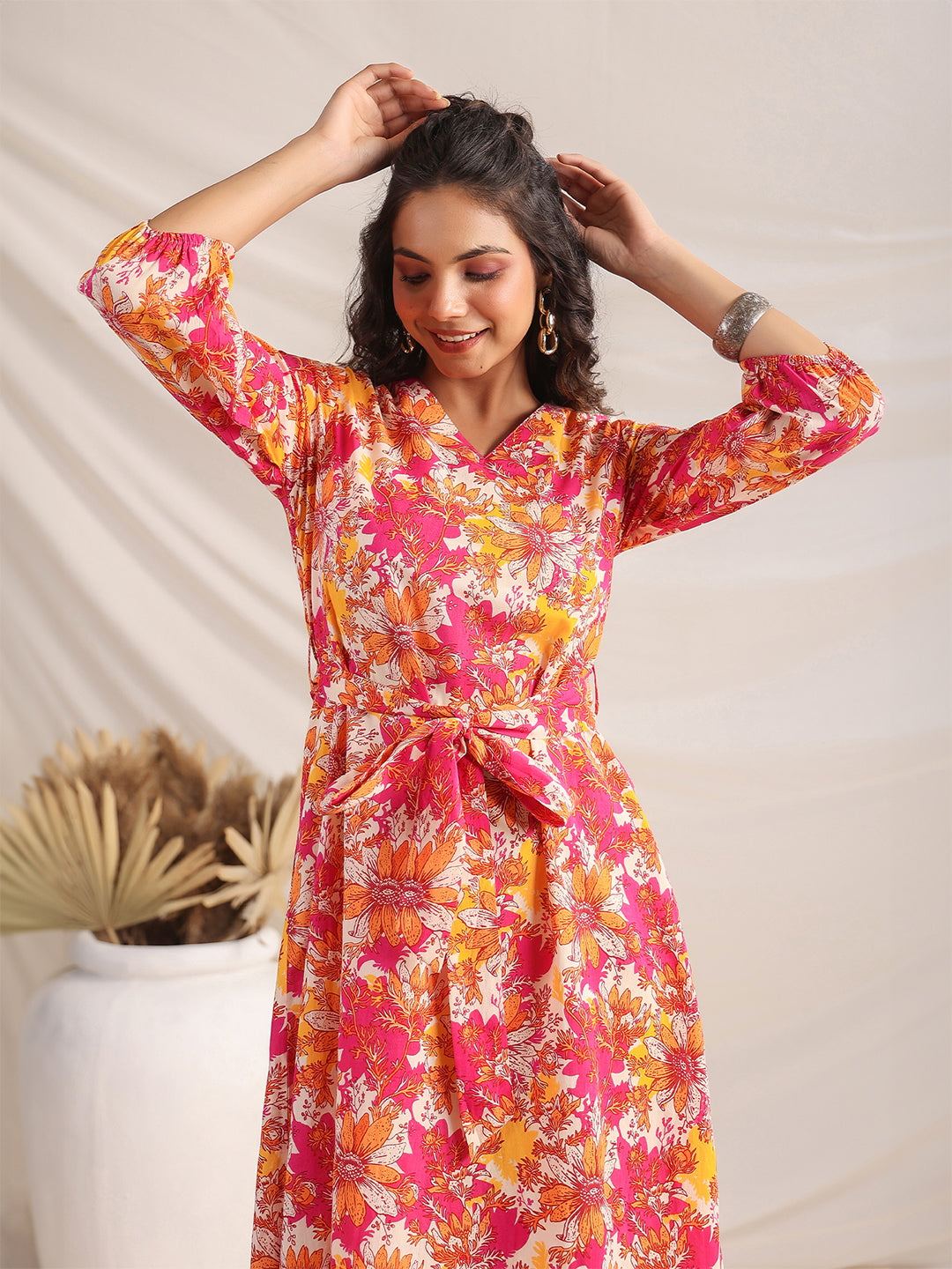 Multicolour-Cotton-Floral-Printed-Dress