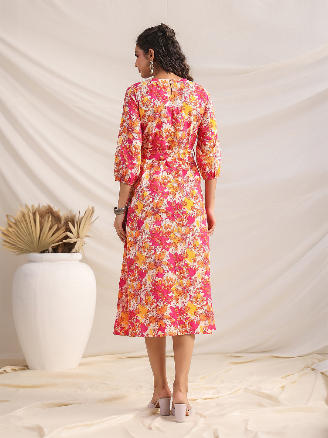 Multicolour-Cotton-Floral-Printed-Dress