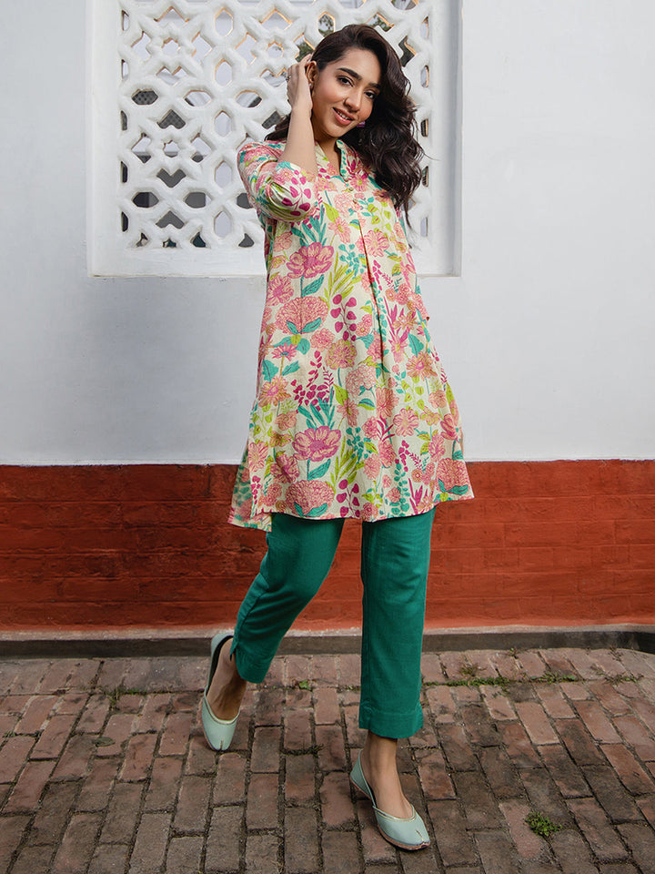 Multicolour Cotton Floral Printed Tunic