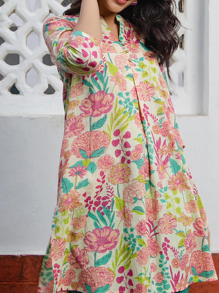 Multicolour Cotton Floral Printed Tunic