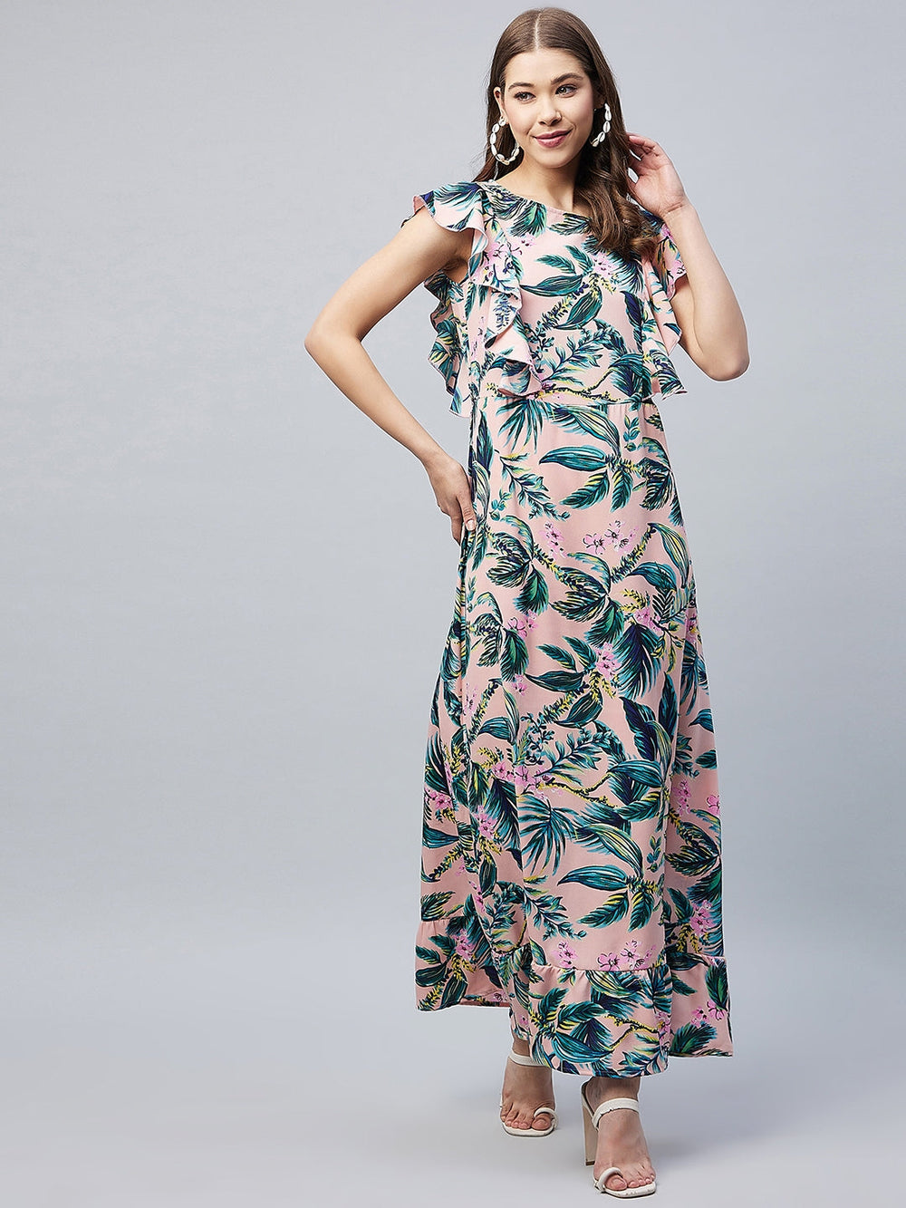 Multicolour-Poly-Crepe-Floral-Maxi-Dress-With-Flutter-Sleeves