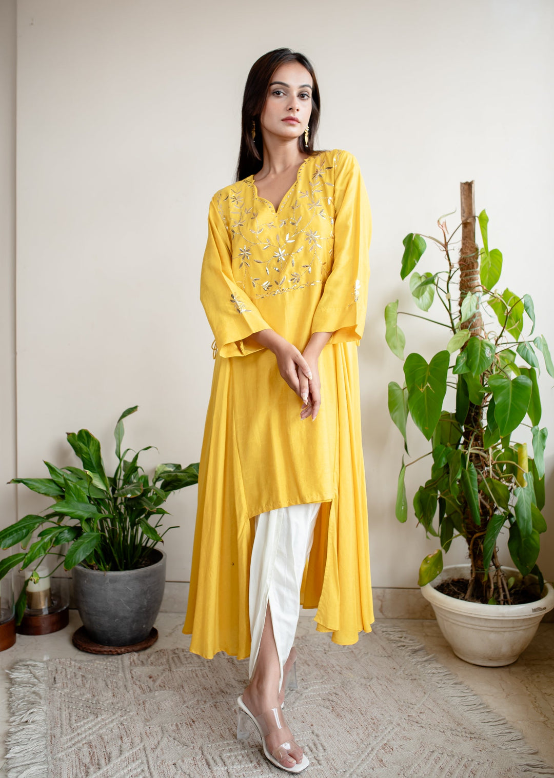 Mustard--Silk-Indo-Western-Mukaish-Co-Ord-Set