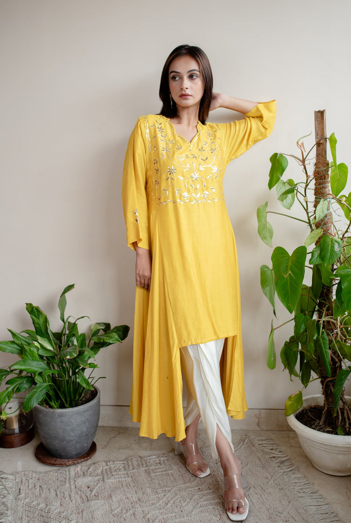 Mustard--Silk-Indo-Western-Mukaish-Co-Ord-Set