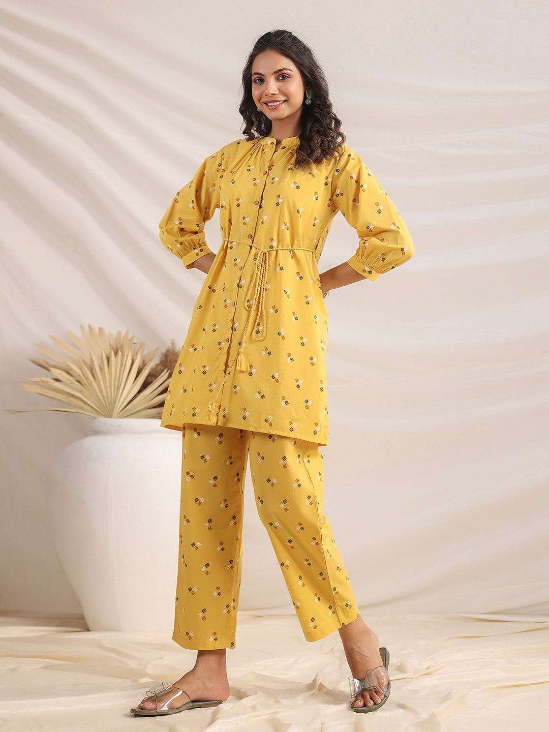 Mustard-Cambric-Gathering-Co-Ord-set