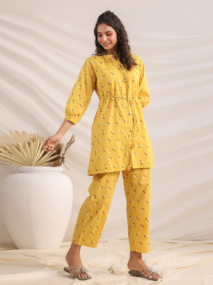 Mustard-Cambric-Gathering-Co-Ord-set