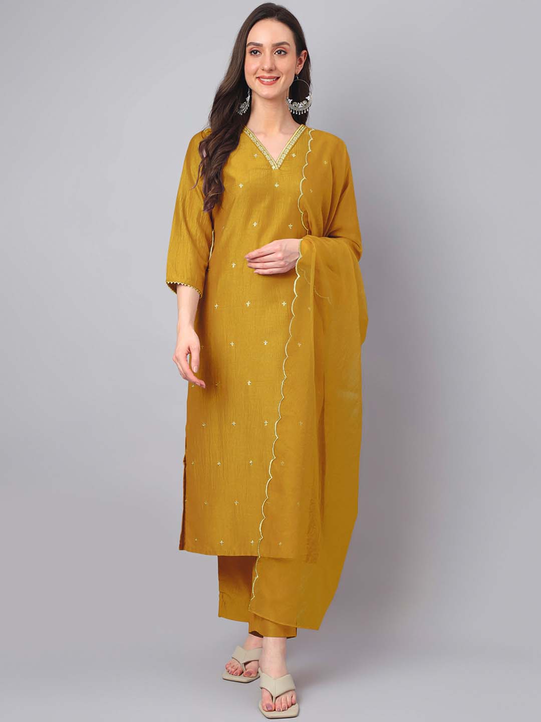 Mustard-Chinnon-Regular-3-Piece-Kurta-Set