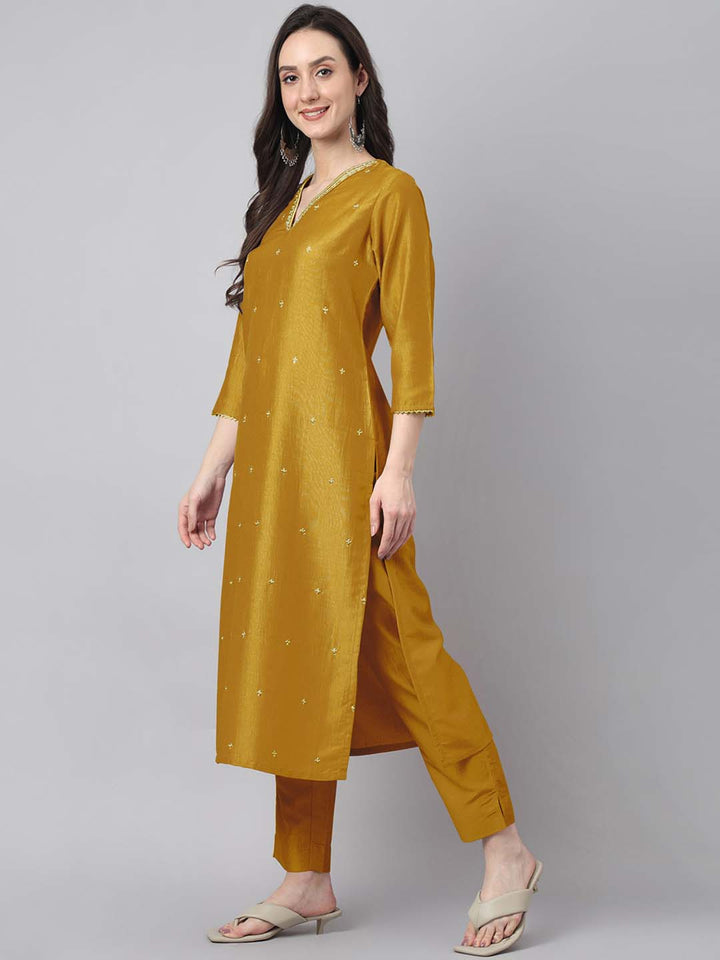 Mustard-Chinnon-Regular-3-Piece-Kurta-Set