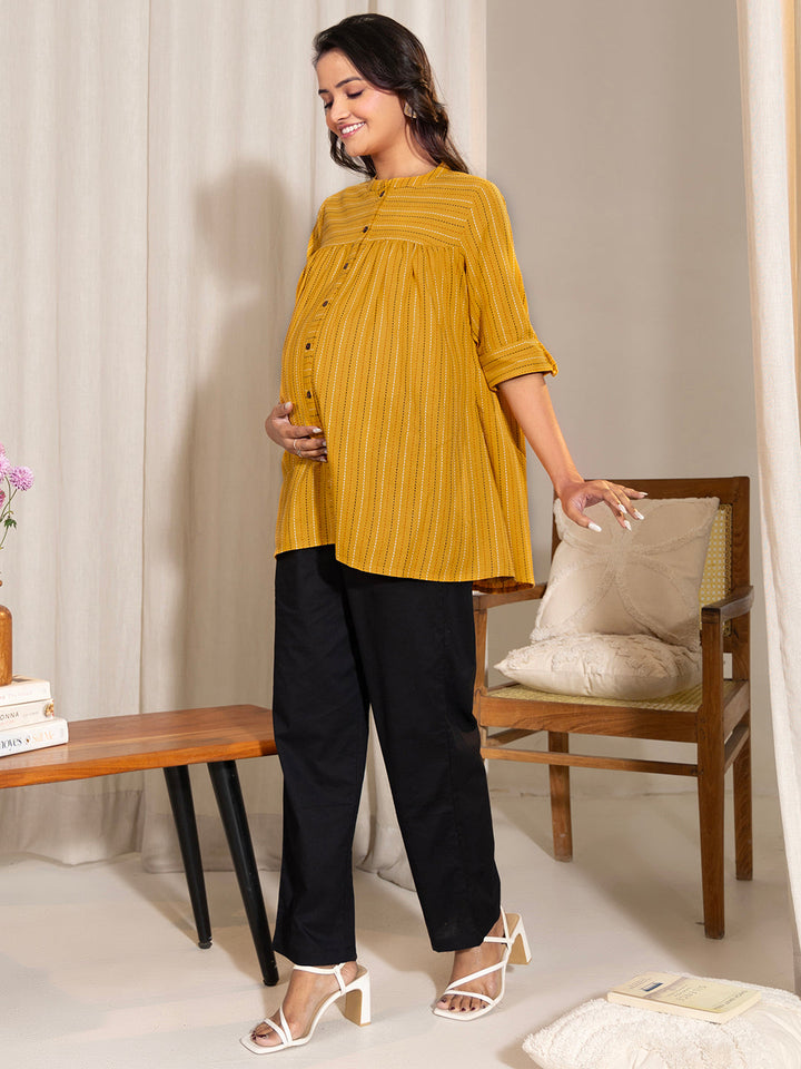 Mustard-Cotton-Mustard-Cotton-A-Line-Maternity-Top