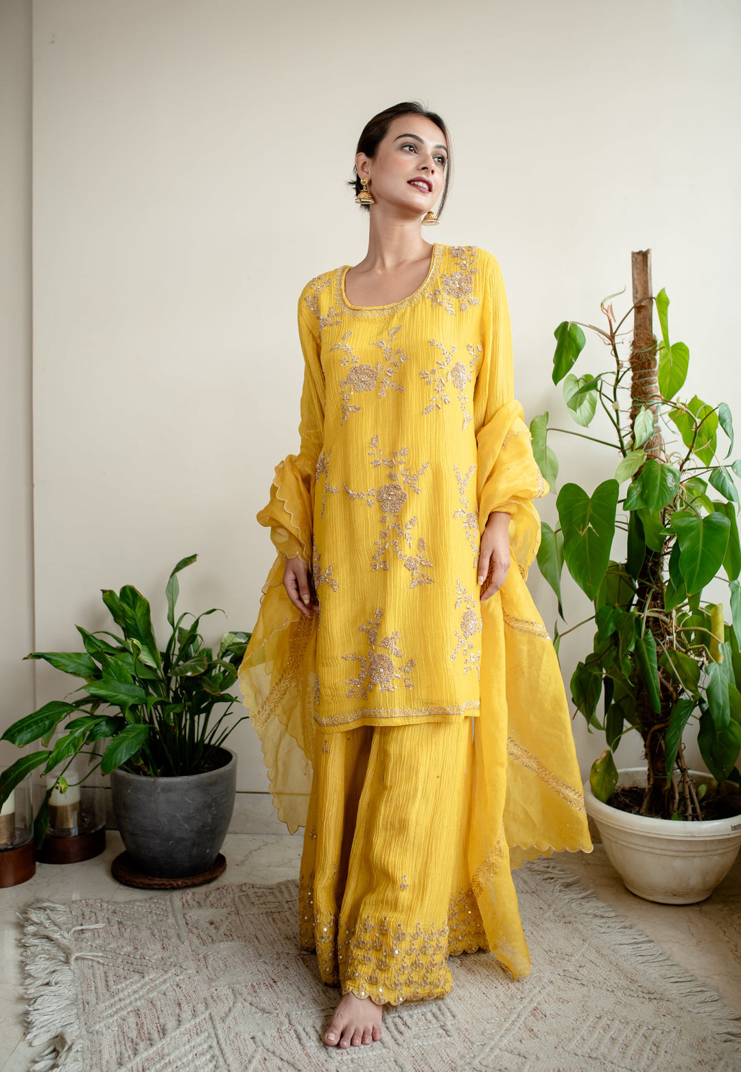 Mustard-Crush-Tissue-Hand-Embroidered-Sharara-Set