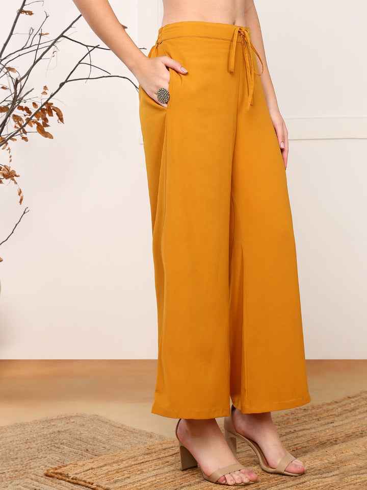 ZERESOUQ-Mustard-Georgette-Solid-Embroidered-3-Piece-Kurta-Set