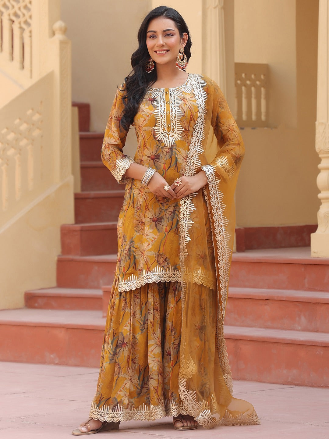 Mustard-Pure-Chinon-Gotta-Patti-Work-Sharara-Set