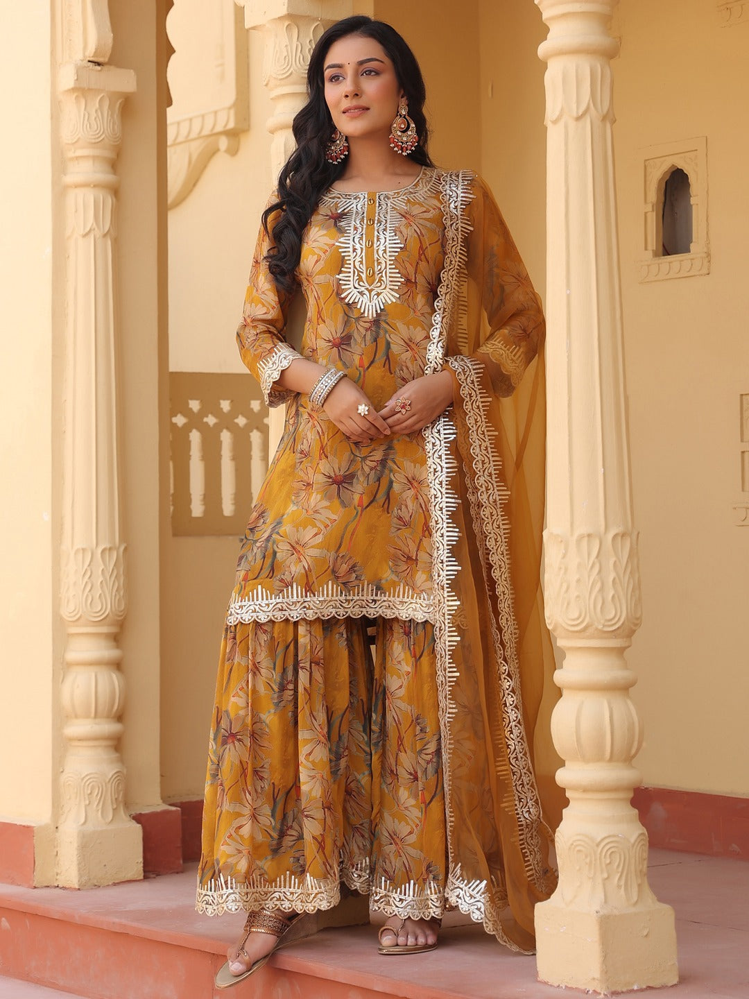 Mustard-Pure-Chinon-Gotta-Patti-Work-Sharara-Set