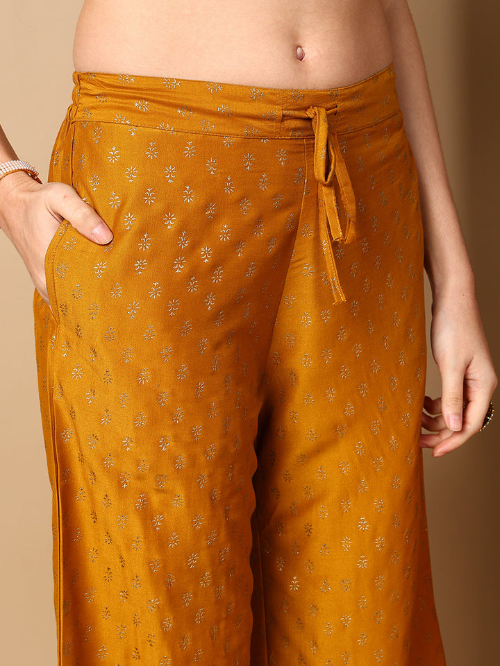 ZERESOUQ-Mustard-Silk-Blend-Solid-Embroidered-Anarkali-Kurta-Palazzo-With-Dupatta