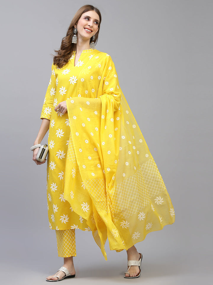 Mustard-Cotton-Straight-3-Piece-Kurta-Set