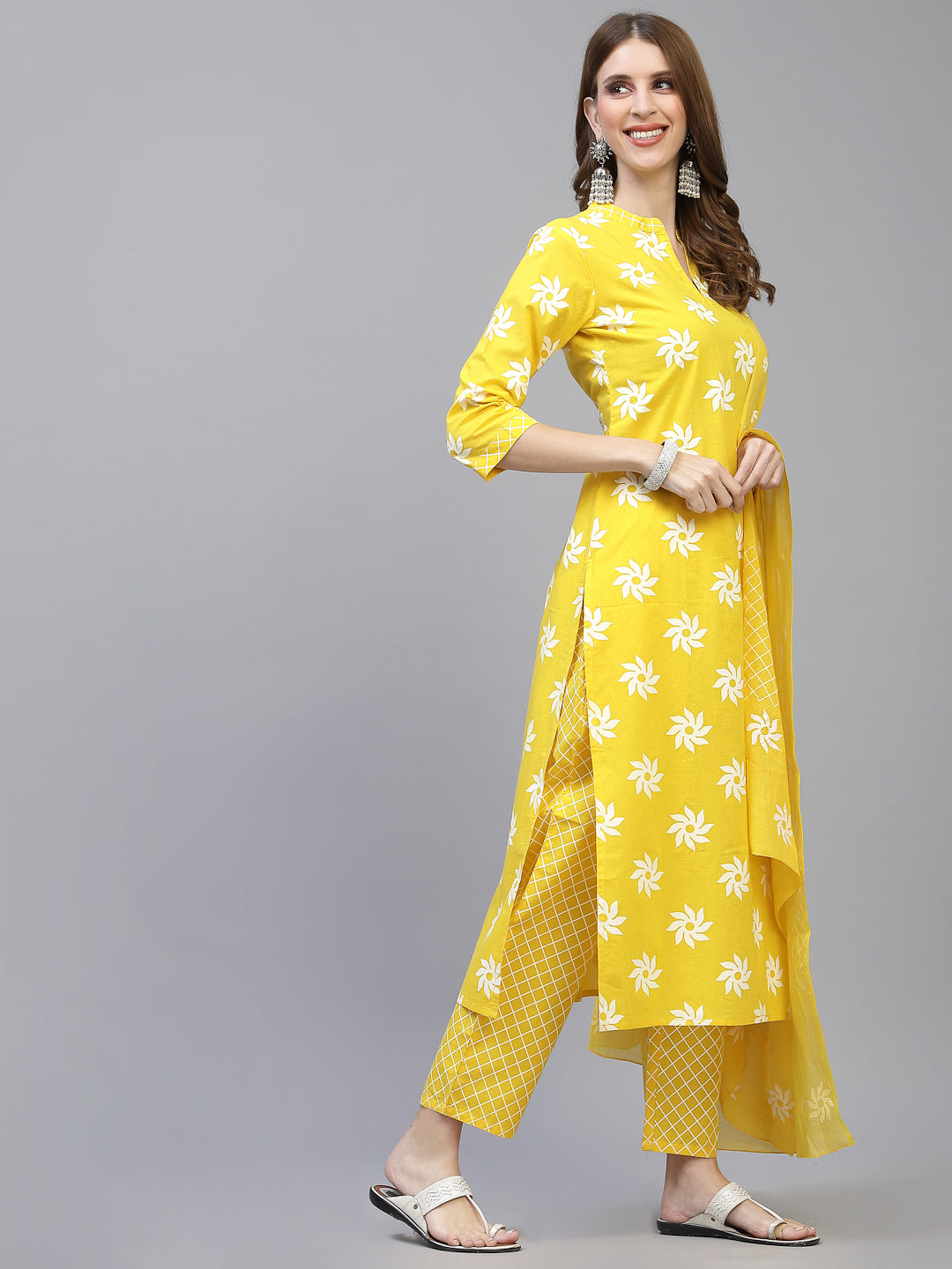 Mustard-Cotton-Straight-3-Piece-Kurta-Set