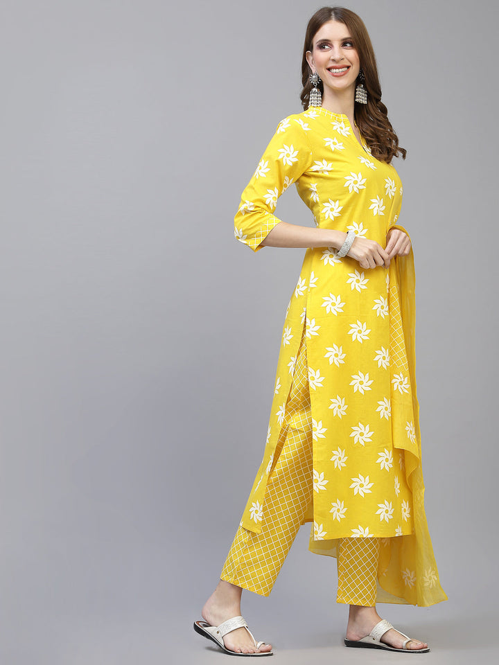 Mustard-Cotton-Straight-3-Piece-Kurta-Set