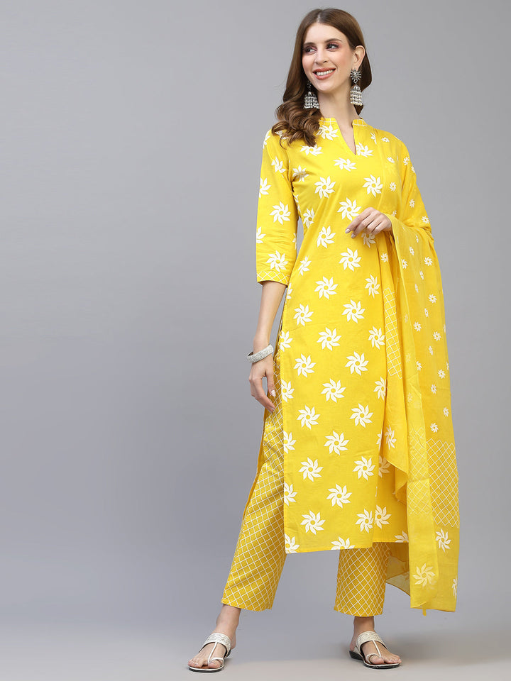 Mustard-Cotton-Straight-3-Piece-Kurta-Set