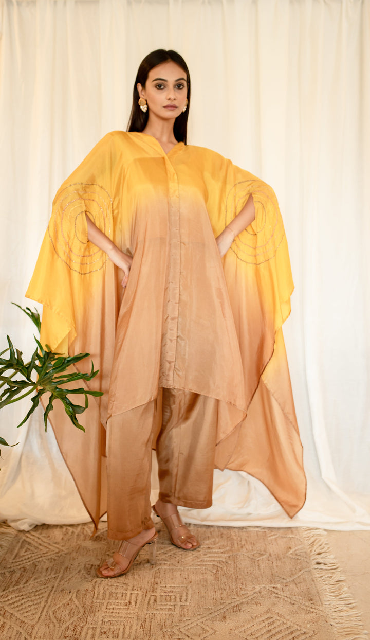 Mustard-&-Brown-Silk-Thread-&-Zari-Work-Co-Ord-Set