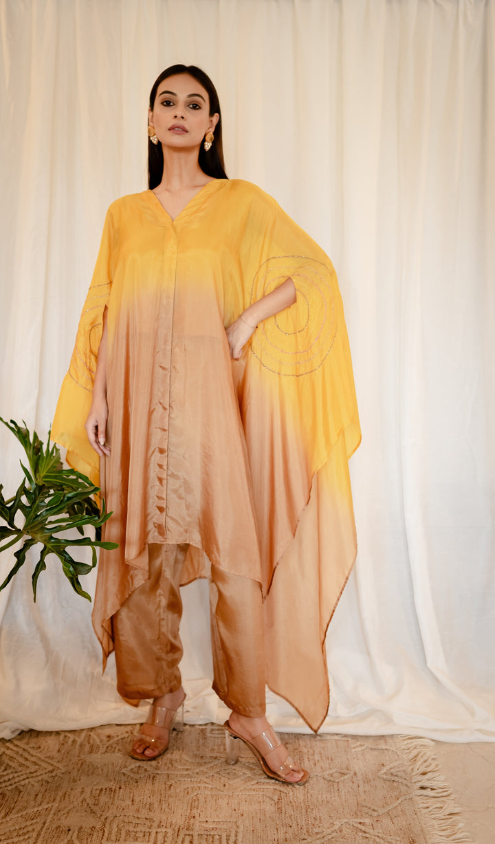 Mustard-&-Brown-Silk-Thread-&-Zari-Work-Co-Ord-Set