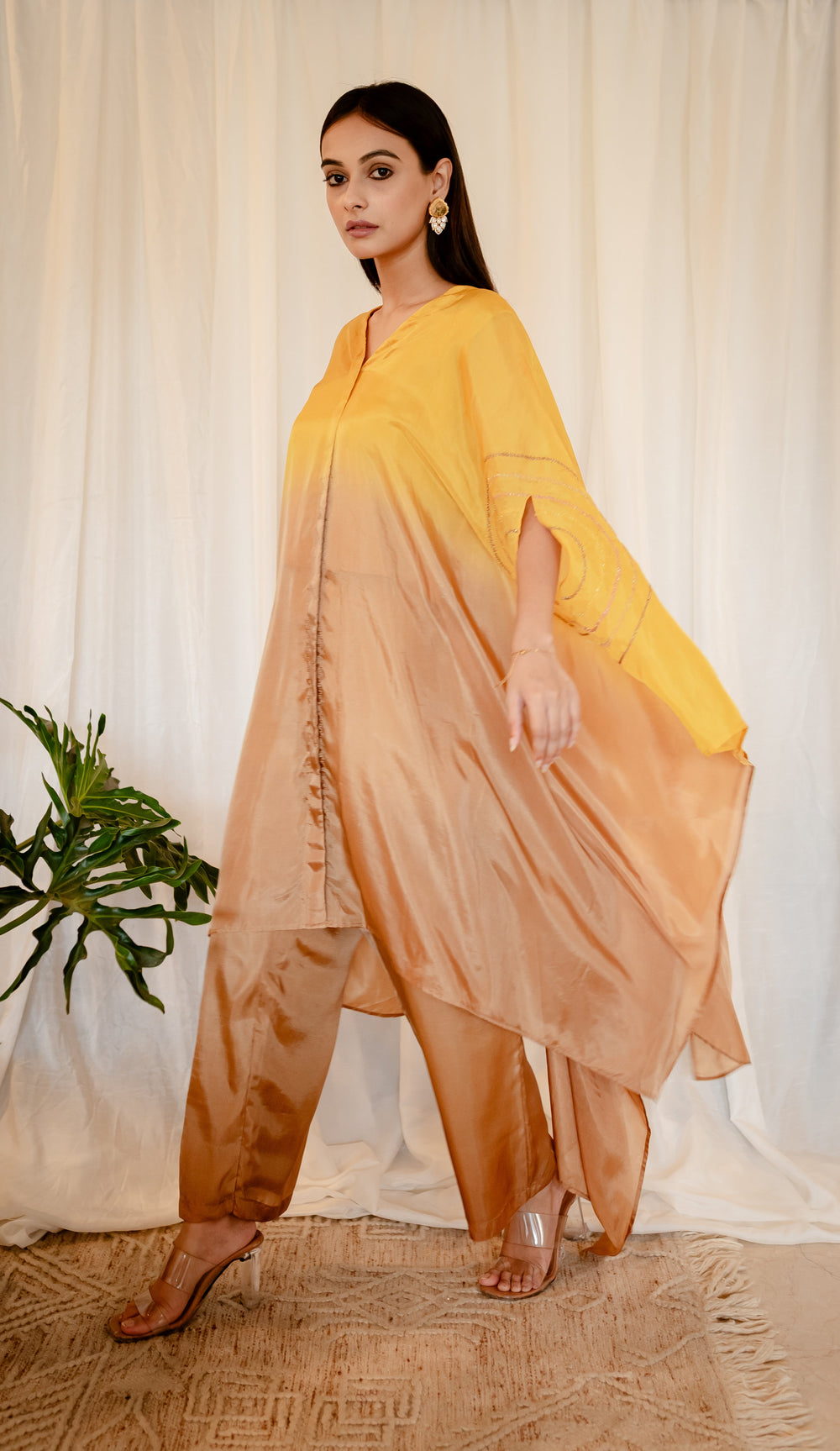Mustard-&-Brown-Silk-Thread-&-Zari-Work-Co-Ord-Set