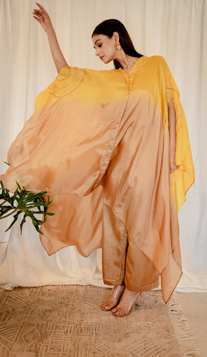 Mustard-&-Brown-Silk-Thread-&-Zari-Work-Co-Ord-Set