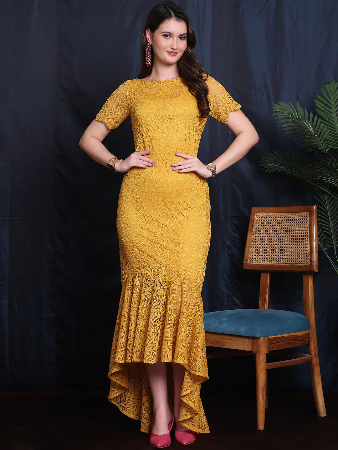 Mustard-Lace-Moonlit-Luxe-High-Low-Short-Sleeve-Lace-Dress