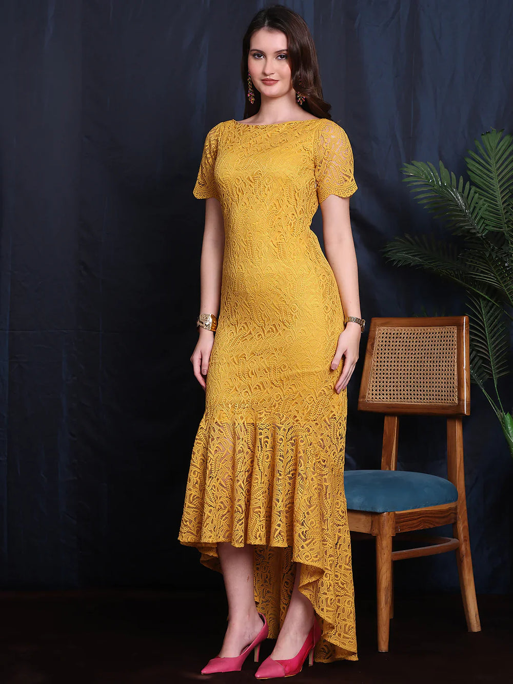 Mustard-Lace-Moonlit-Luxe-High-Low-Short-Sleeve-Lace-Dress