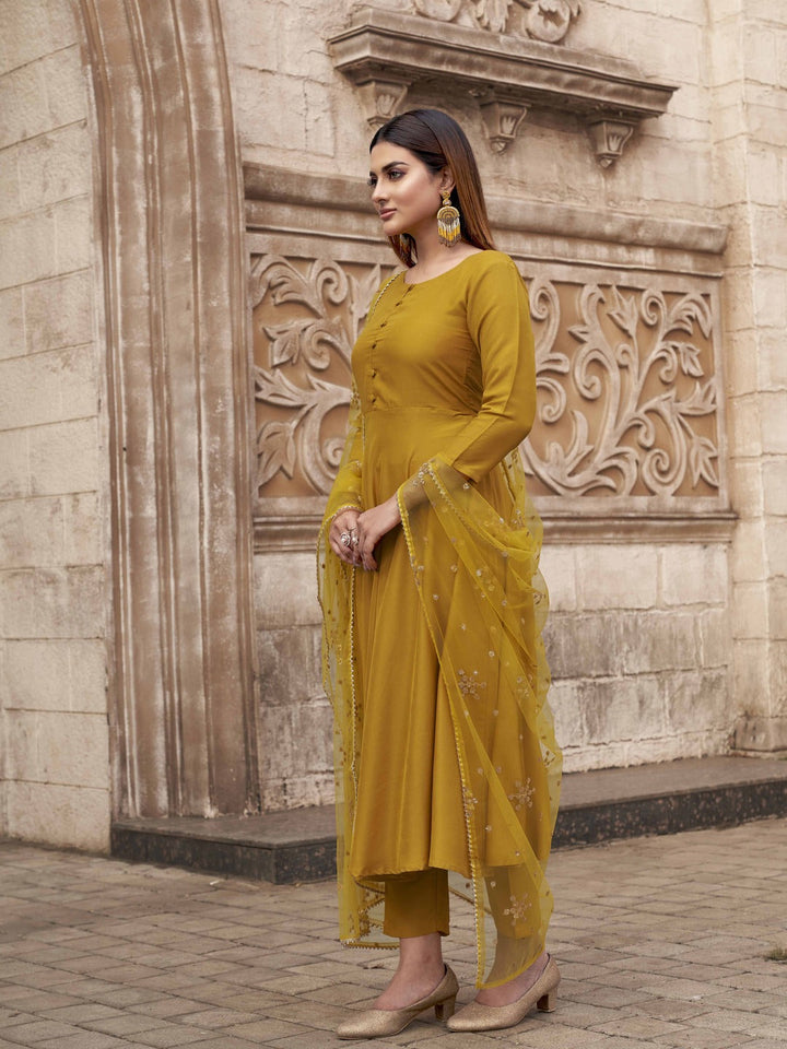 Mustard-Poly-Crepe-Solid-Anarkali-3-Piece-Kurta-Set