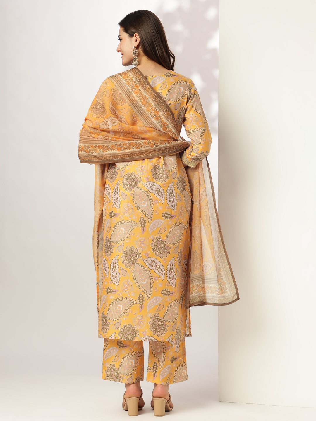 Mustard-Silk-Blend-Straight-Floral-Printed-3-Piece-Kurta-Set