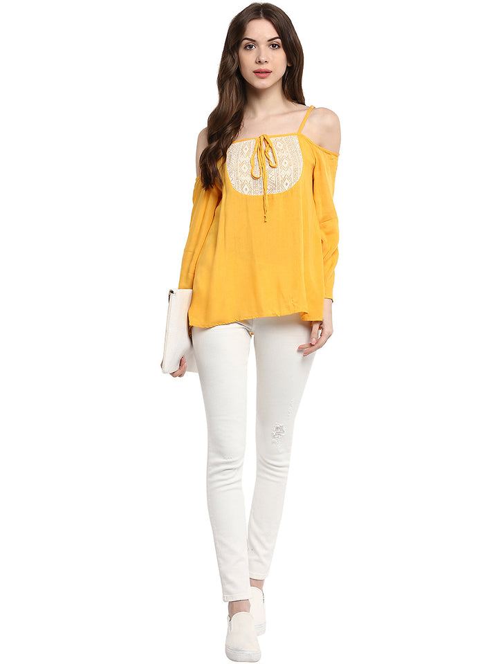 Mustard-Yellow-Rayon-Cold-Shoulder-Top